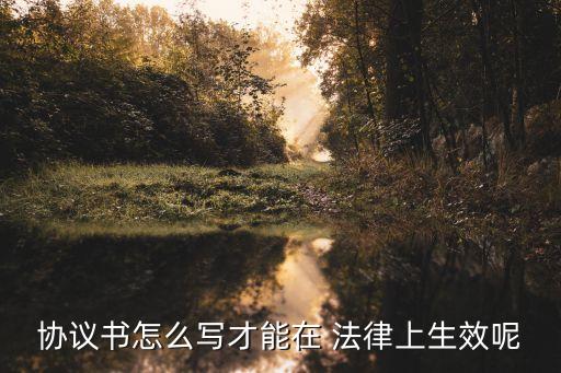 協(xié)議書怎么寫才能在 法律上生效呢