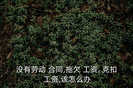 沒(méi)有勞動(dòng) 合同,拖欠 工資, 克扣 工資,該怎么辦