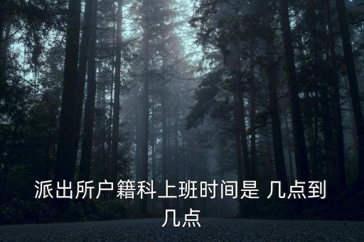  派出所戶籍科上班時間是 幾點到 幾點