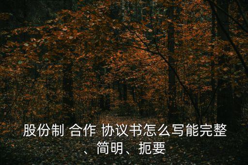  股份制 合作 協(xié)議書怎么寫能完整、簡明、扼要