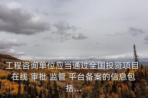 工程咨詢單位應(yīng)當(dāng)通過全國投資項目 在線 審批 監(jiān)管 平臺備案的信息包括...