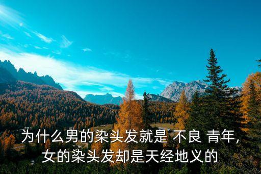 為什么男的染頭發(fā)就是 不良 青年,女的染頭發(fā)卻是天經(jīng)地義的