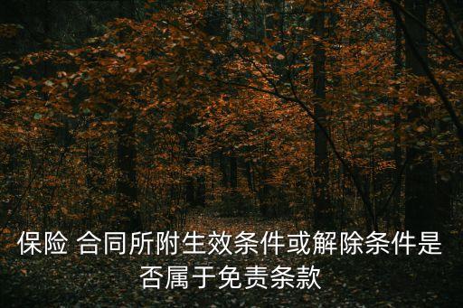 保險(xiǎn) 合同所附生效條件或解除條件是否屬于免責(zé)條款