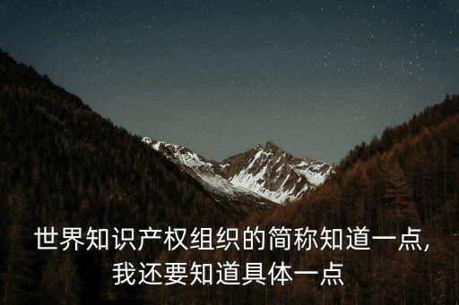  世界知識產(chǎn)權(quán)組織的簡稱知道一點,我還要知道具體一點