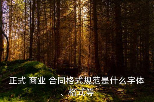 正式 商業(yè) 合同格式規(guī)范是什么字體、格式等