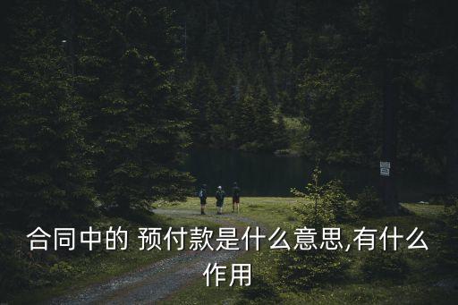 合同中的 預(yù)付款是什么意思,有什么作用