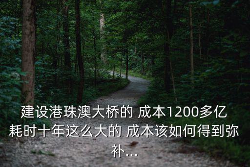 建設(shè)港珠澳大橋的 成本1200多億耗時(shí)十年這么大的 成本該如何得到彌補(bǔ)...