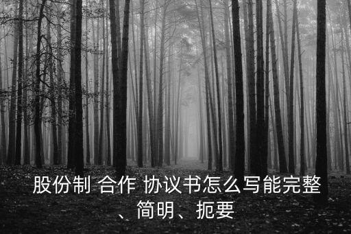  股份制 合作 協(xié)議書怎么寫能完整、簡明、扼要