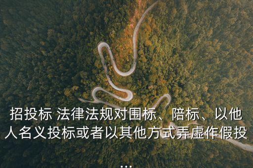 招投標(biāo) 法律法規(guī)對(duì)圍標(biāo)、陪標(biāo)、以他人名義投標(biāo)或者以其他方式弄虛作假投...