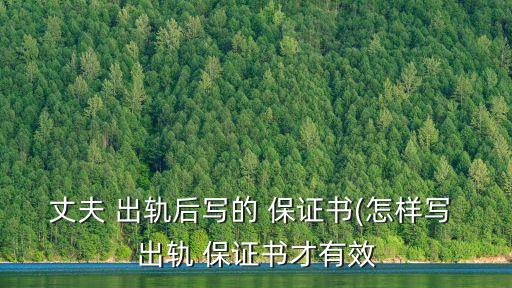 丈夫 出軌后寫的 保證書(怎樣寫 出軌 保證書才有效