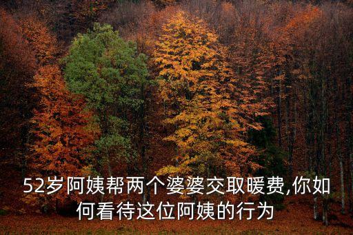 52歲阿姨幫兩個(gè)婆婆交取暖費(fèi),你如何看待這位阿姨的行為