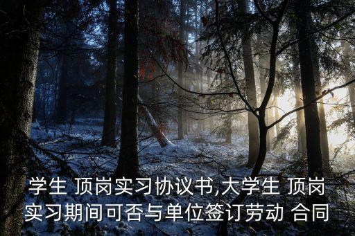 學(xué)生 頂崗實(shí)習(xí)協(xié)議書,大學(xué)生 頂崗實(shí)習(xí)期間可否與單位簽訂勞動(dòng) 合同