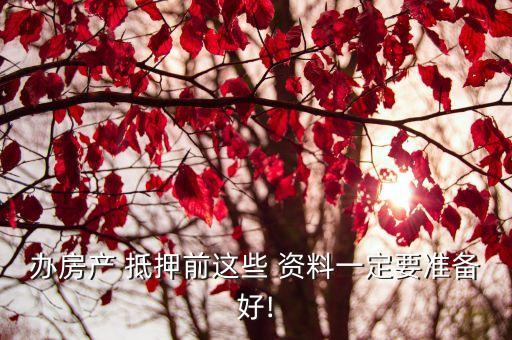 辦房產(chǎn) 抵押前這些 資料一定要準備好!