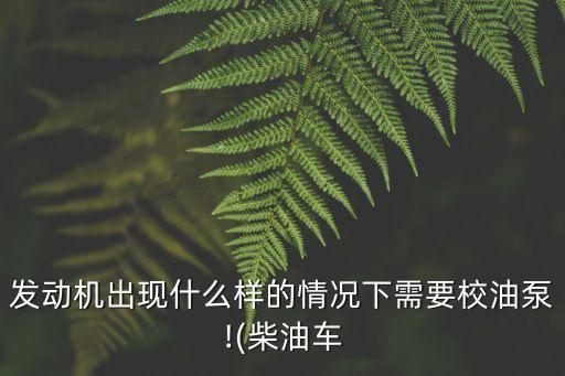 發(fā)動機(jī)出現(xiàn)什么樣的情況下需要校油泵!(柴油車