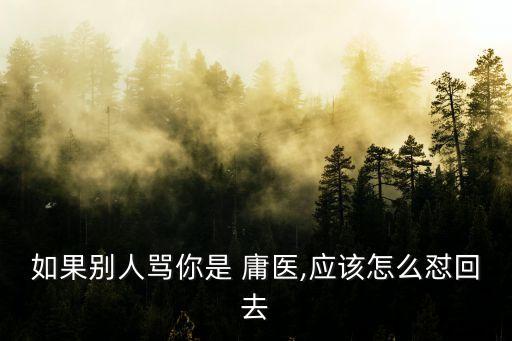 如果別人罵你是 庸醫(yī),應(yīng)該怎么懟回去