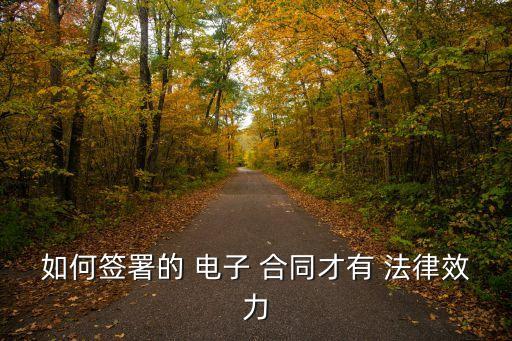 如何簽署的 電子 合同才有 法律效力