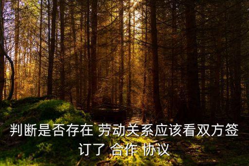 判斷是否存在 勞動關(guān)系應(yīng)該看雙方簽訂了 合作 協(xié)議