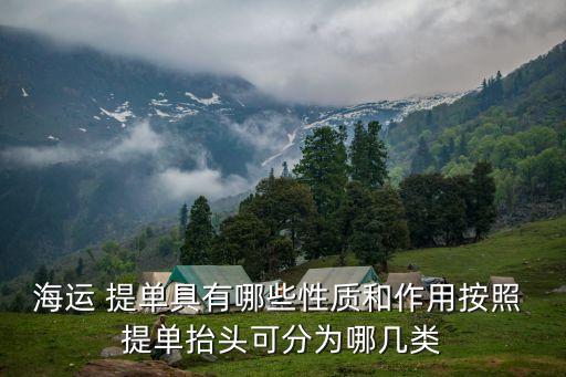 提單的種類,多式聯(lián)運提單的種類
