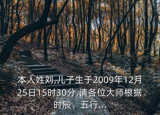 本人姓劉,兒子生于2009年12月25日15時(shí)30分,請(qǐng)各位大師根據(jù)時(shí)辰、五行...