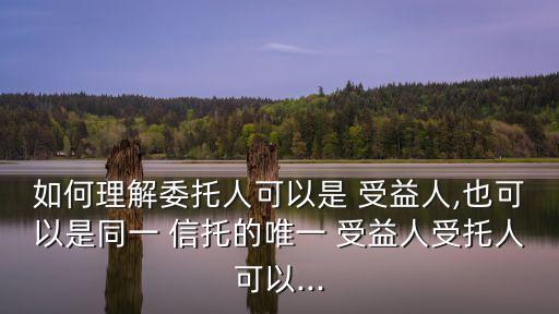 如何理解委托人可以是 受益人,也可以是同一 信托的唯一 受益人受托人可以...