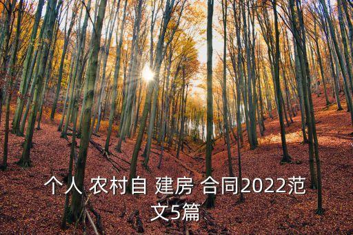 個人 農(nóng)村自 建房 合同2022范文5篇