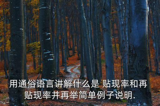 用通俗語(yǔ)言講解什么是 貼現(xiàn)率和再 貼現(xiàn)率并再舉簡(jiǎn)單例子說(shuō)明.