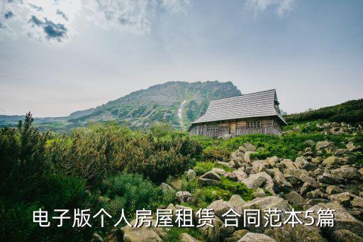  電子版?zhèn)€人房屋租賃 合同范本5篇