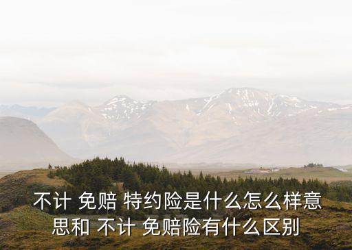  不計 免賠 特約險是什么怎么樣意思和 不計 免賠險有什么區(qū)別