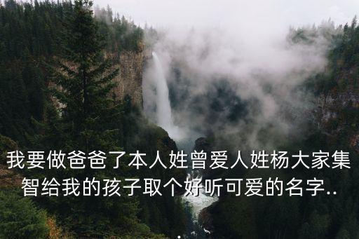 我要做爸爸了本人姓曾愛人姓楊大家集智給我的孩子取個好聽可愛的名字...