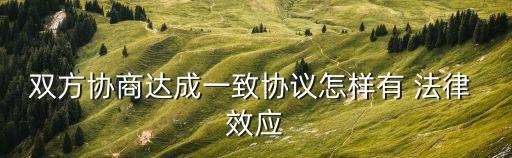 雙方協(xié)商達成一致協(xié)議怎樣有 法律 效應(yīng)
