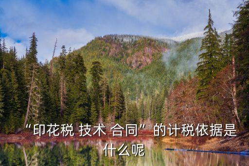 “印花稅 技術(shù) 合同”的計稅依據(jù)是什么呢