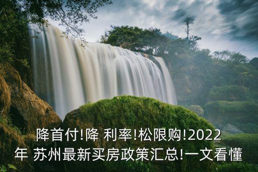 降首付!降 利率!松限購!2022年 蘇州最新買房政策匯總!一文看懂
