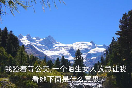 我蹬著等公交,一個陌生女人故意讓我看她下面是什么意思