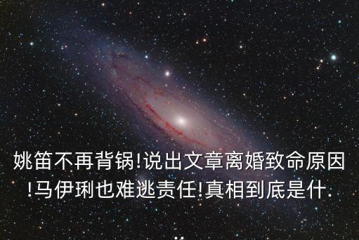 姚笛不再背鍋!說出文章離婚致命原因!馬伊琍也難逃責任!真相到底是什...