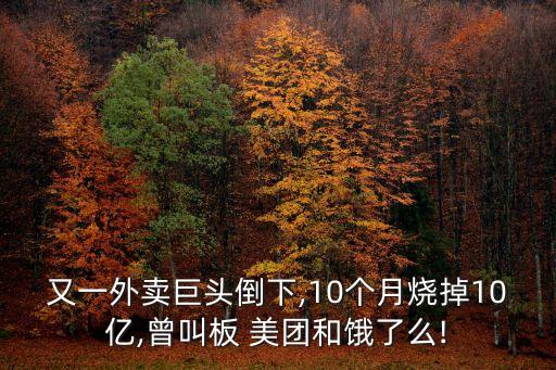 又一外賣巨頭倒下,10個(gè)月燒掉10億,曾叫板 美團(tuán)和餓了么!