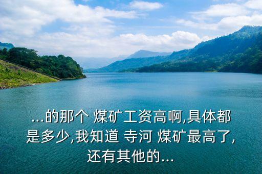 ...的那個(gè) 煤礦工資高啊,具體都是多少,我知道 寺河 煤礦最高了,還有其他的...