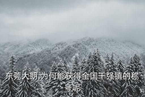東莞大朗,為何能獲得全國千強鎮(zhèn)的稱號呢