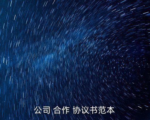 公司 合作 協(xié)議書范本
