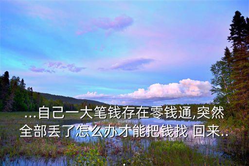 ...自己一大筆錢存在零錢通,突然全部丟了怎么辦才能把錢找 回來...