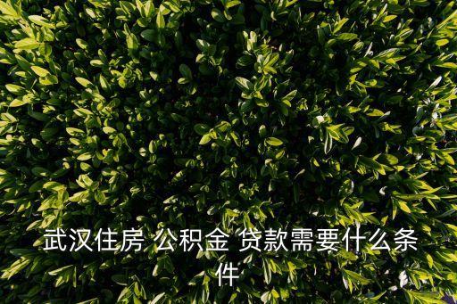 武漢公積金貸款