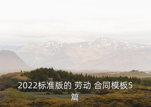 2022標(biāo)準(zhǔn)版的 勞動 合同模板5篇