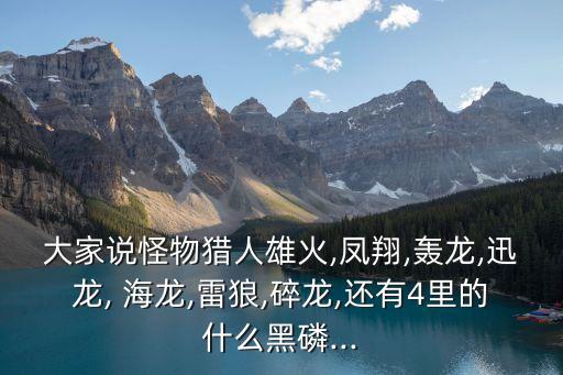 大家說怪物獵人雄火,鳳翔,轟龍,迅龍, 海龍,雷狼,碎龍,還有4里的什么黑磷...