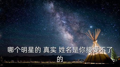 哪個明星的 真實 姓名是你接受不了的