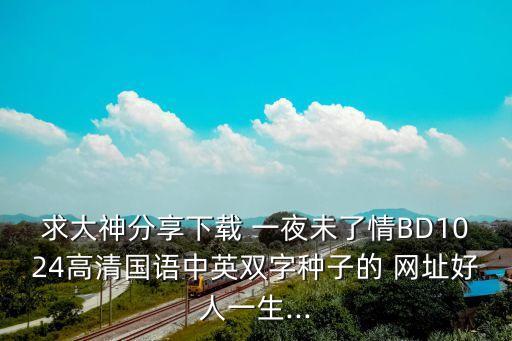 求大神分享下載 一夜未了情BD1024高清國(guó)語(yǔ)中英雙字種子的 網(wǎng)址好人一生...