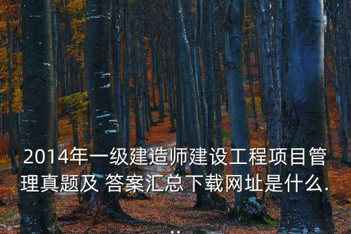 2014年一級建造師建設(shè)工程項目管理真題及 答案匯總下載網(wǎng)址是什么...