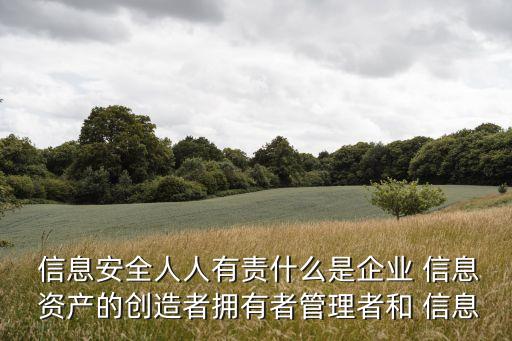  信息安全人人有責(zé)什么是企業(yè) 信息 資產(chǎn)的創(chuàng)造者擁有者管理者和 信息
