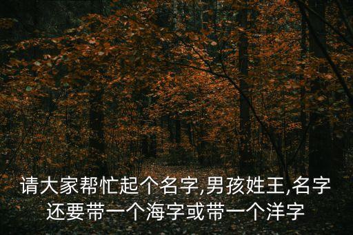 請(qǐng)大家?guī)兔ζ饌€(gè)名字,男孩姓王,名字還要帶一個(gè)海字或帶一個(gè)洋字