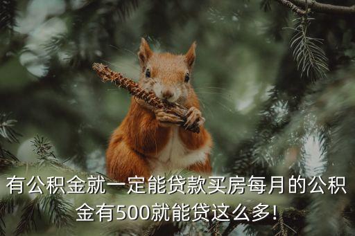 有公積金就一定能貸款買房每月的公積金有500就能貸這么多!