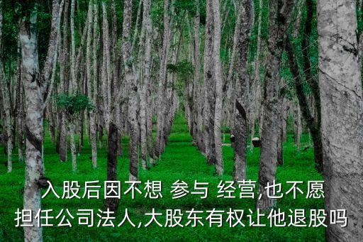  入股后因不想 參與 經(jīng)營(yíng),也不愿擔(dān)任公司法人,大股東有權(quán)讓他退股嗎