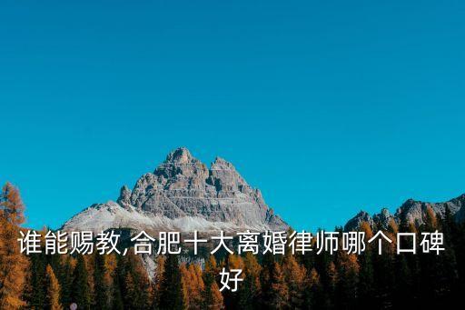 誰能賜教,合肥十大離婚律師哪個(gè)口碑好